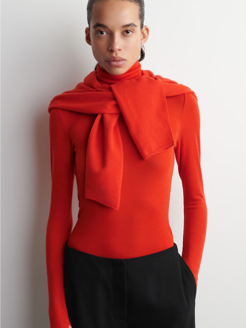 COS Bright Red / orangeFitted Turtleneck Sweater
